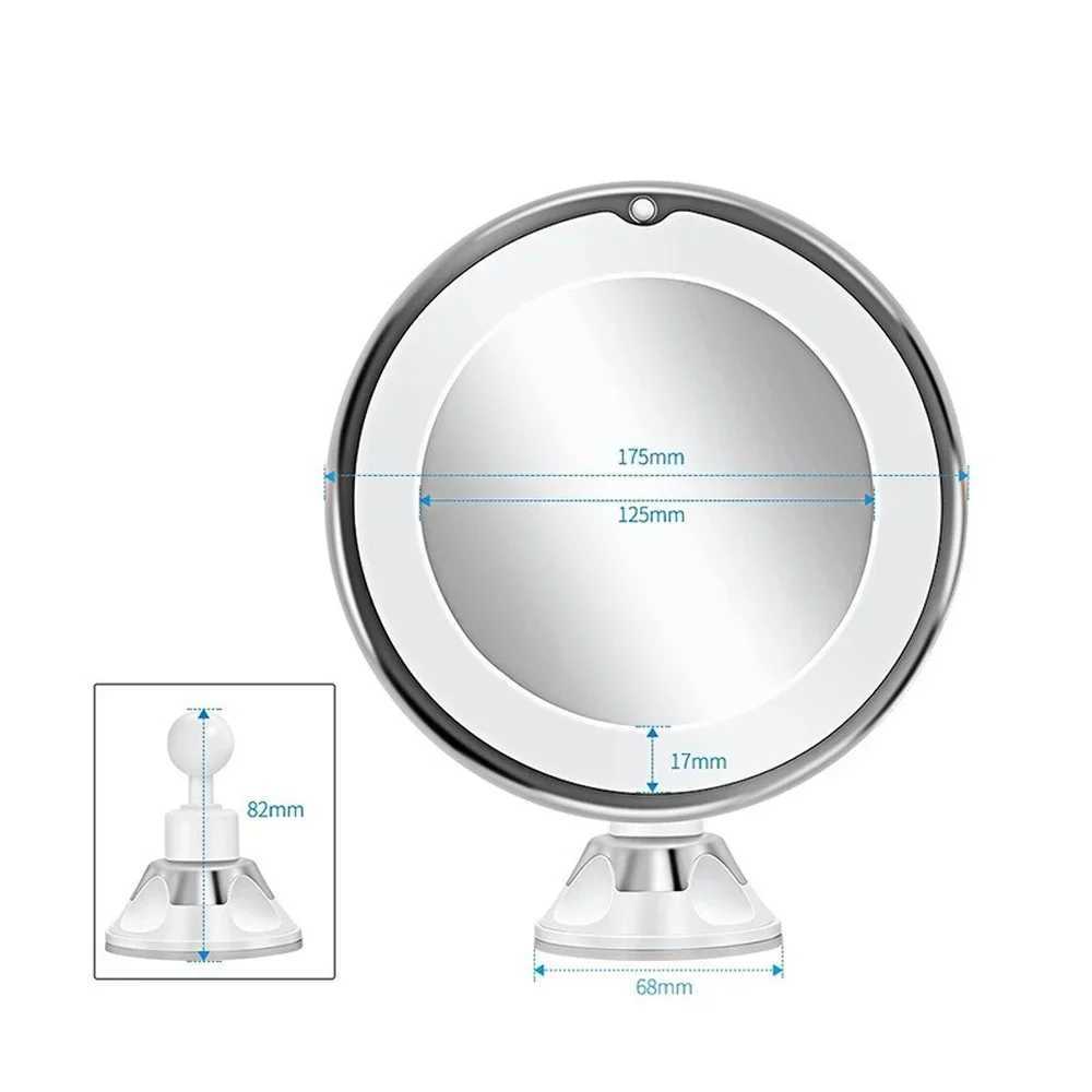 Flexible Makeup Mirror 10X Magnifying Mirrors LED Lighted Touch Screen Vanity Mirror Portable Dressing Table Cosmetic Mirrors Y240819