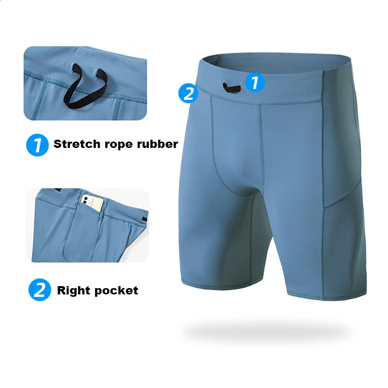 Compression shorts mens quick drying bodybuilding fitness elastic waist sports bottom gym running 240819