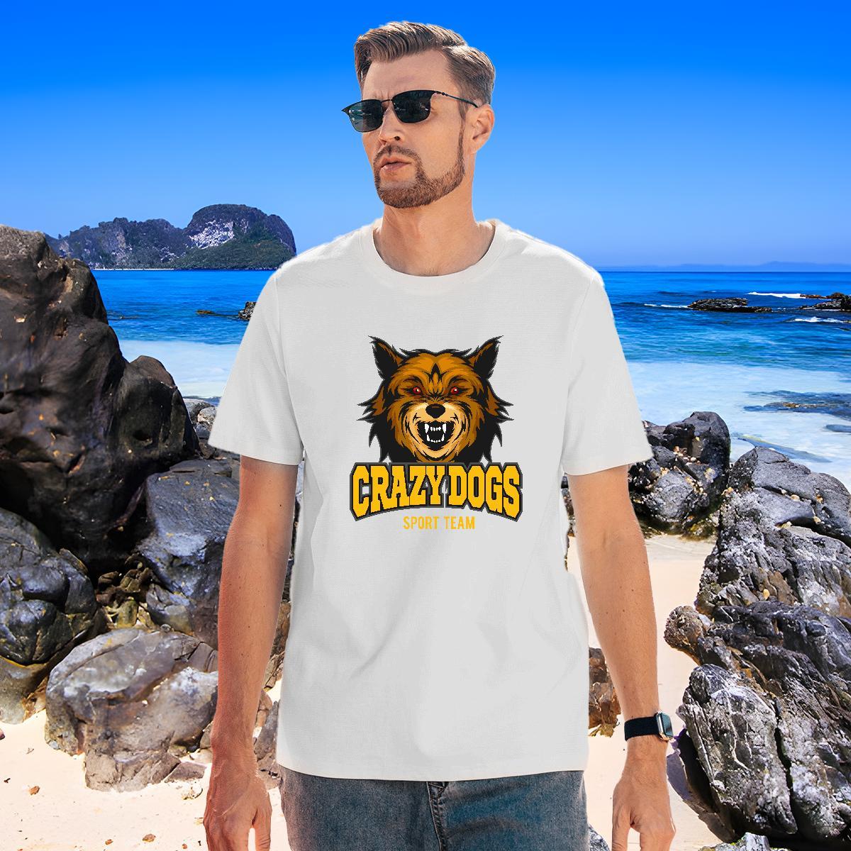 Comfortable T shirt crazy dog Crew Neck Breathable Spring Summer Custom Big Size 230g Pure Cotton Tshirts Fashion Designer Wear