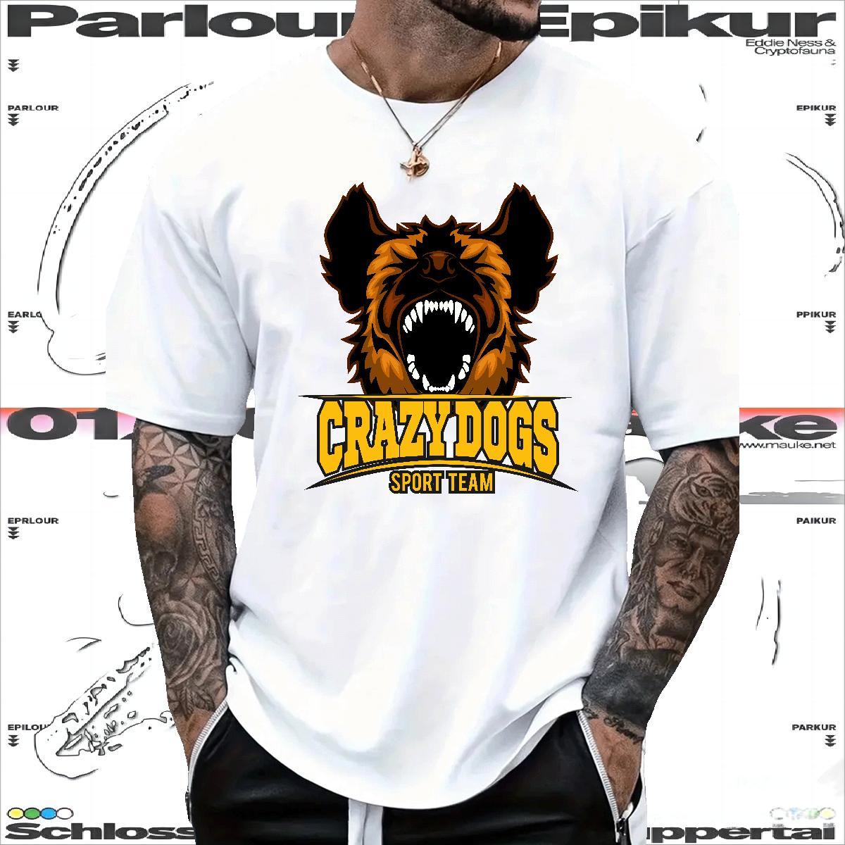 Cool Design T shirt crazy dog Breathable Crew Neck Daily Wear DIY 100% Cotton 230g Men Tshirts Classic Casual Clothes