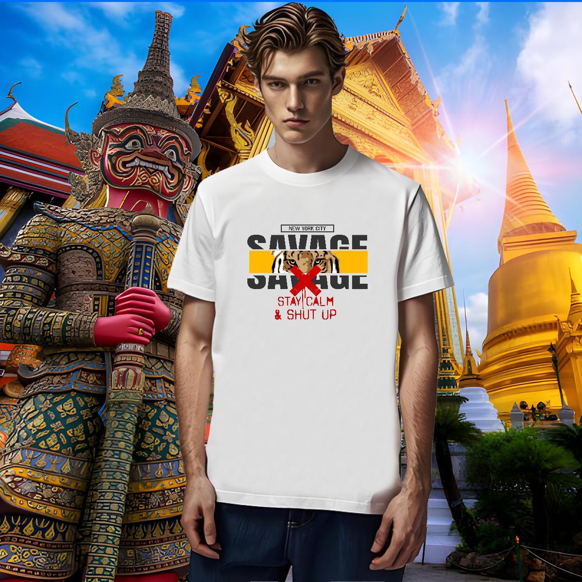 Wholesale T Shirt For Man tiger Crew Neck Home Outdoor Custom Print Oversized 100% Cotton 230g Tshirts Fashion Tops
