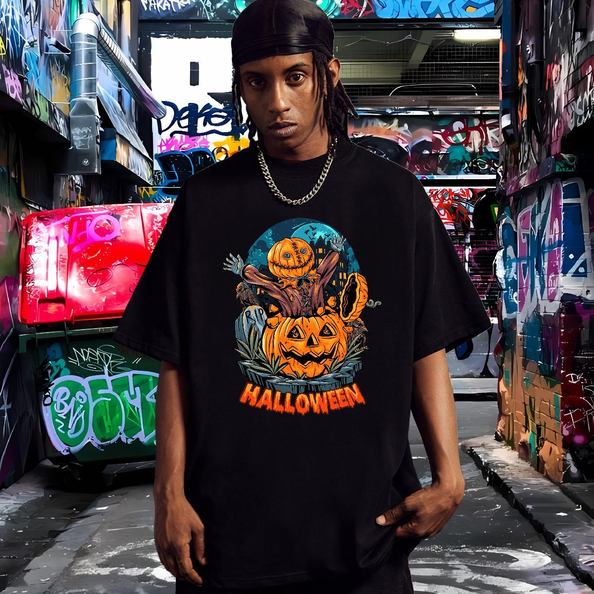 Popular T-Shirts pumpkin Short Sleeve Soft Summer Casual Customized Print 230g Cotton Men Clothes T-Shirt Fashion Designer Clothings