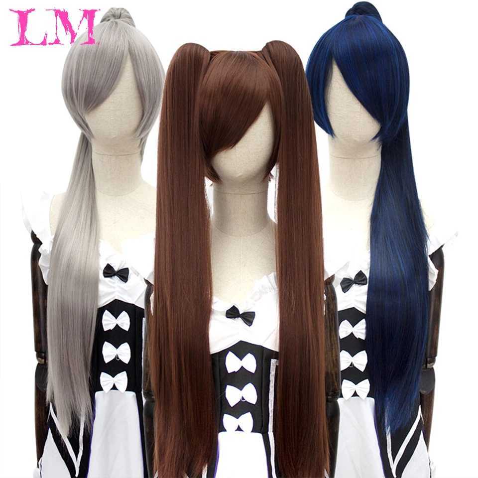 Long straight clip in ponytail hair extension synthetic ponytail black purple red hair role-playing wig party synthetic wig W240817