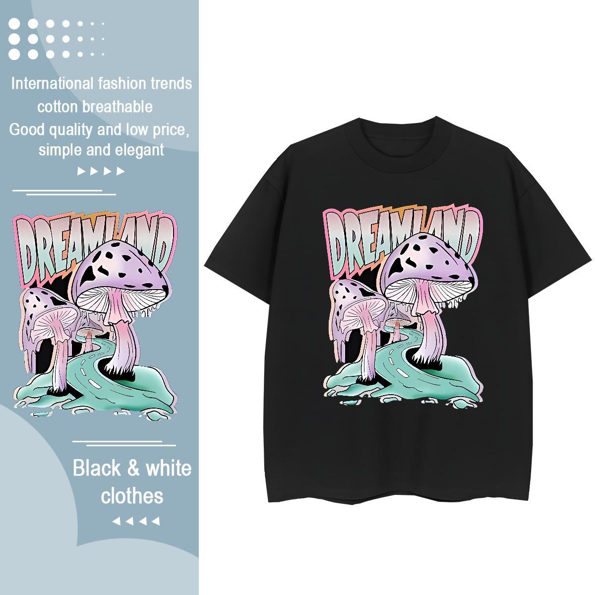 2024 Couples T Shirts mushroom Anime Printing Street 230g Pure Cotton Tops Short Sleeve Soft Unisex T-Shirts Custom Cartoon