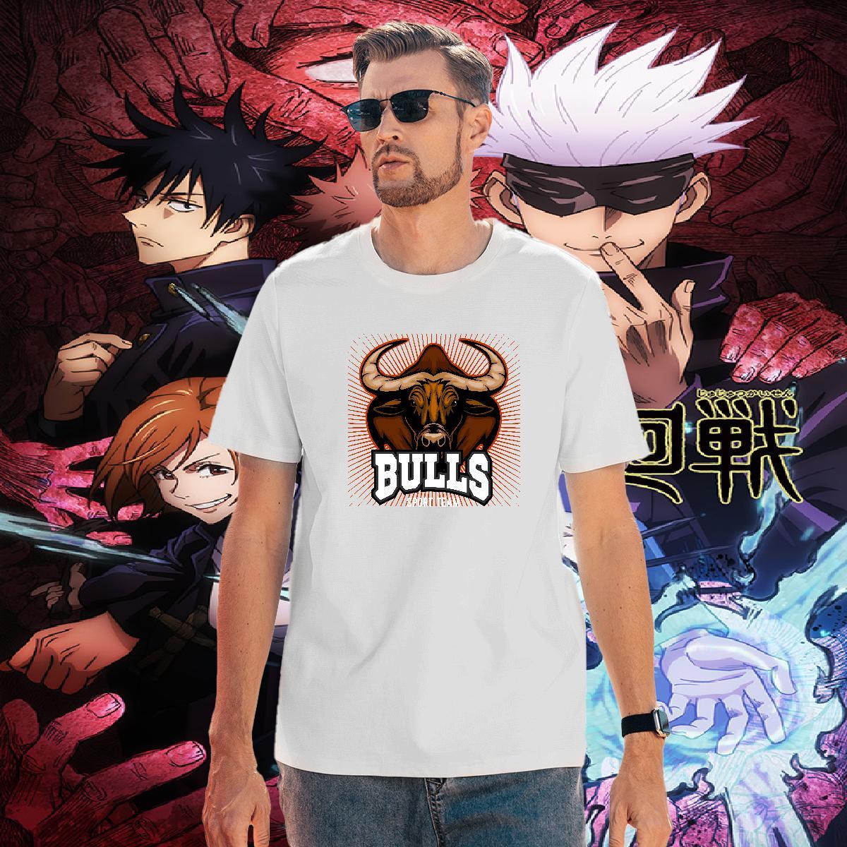 Unisex Mens T Shirts bull O-Neck Short Sleeve Street Custom Printed 230g Cotton Tshirts Classic Tops Shirt
