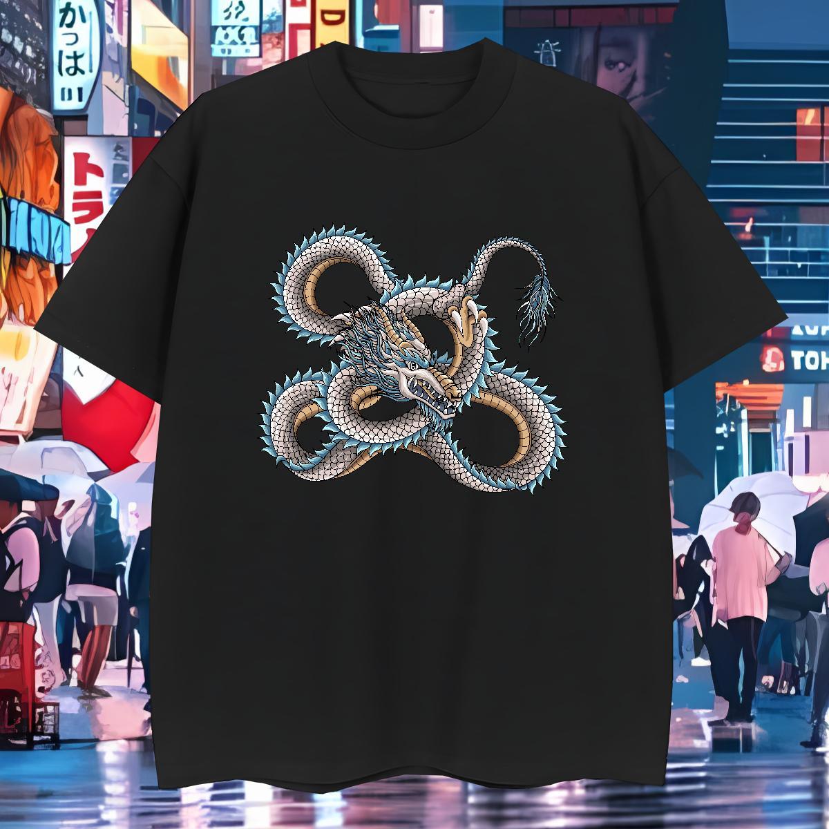 T shirt 230g 100% Cotton dragon Street Casual O Neck Short Sleeves Skull Men Tshirts Fashion Designer Cool Clothings