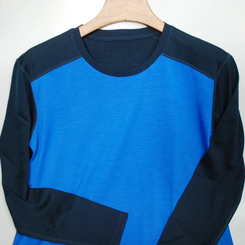 100% Merino Wool men long sleeve T Shirt Thermal Base Laye Wool Shirt 200gsm Wicking Breathable Anti-Odor 240820
