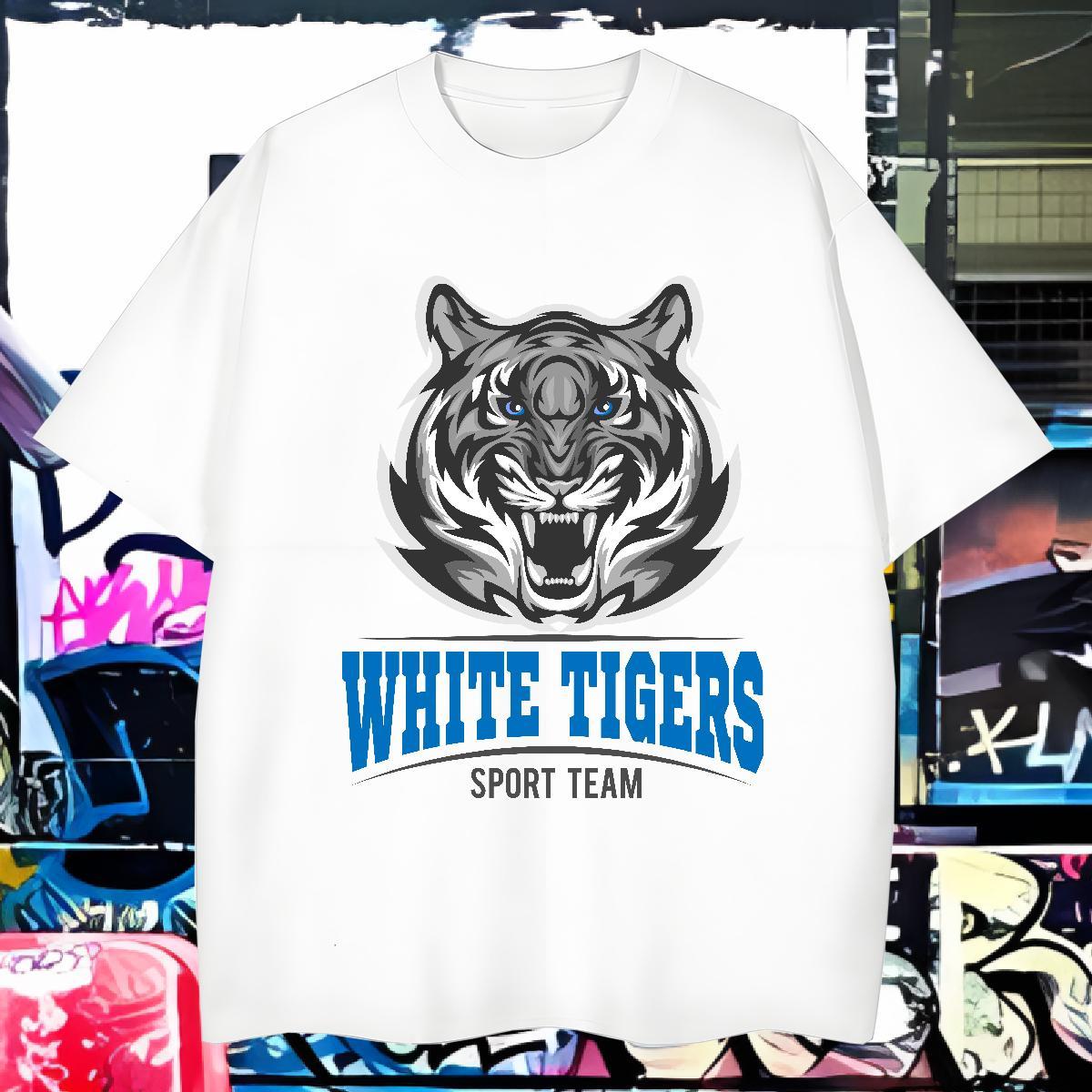 Men T Shirts 100% Cotton 230g tiger Home Outdoor Breathable Short Sleeve Asian Size Mens Tshirts Casual New Brand Tops