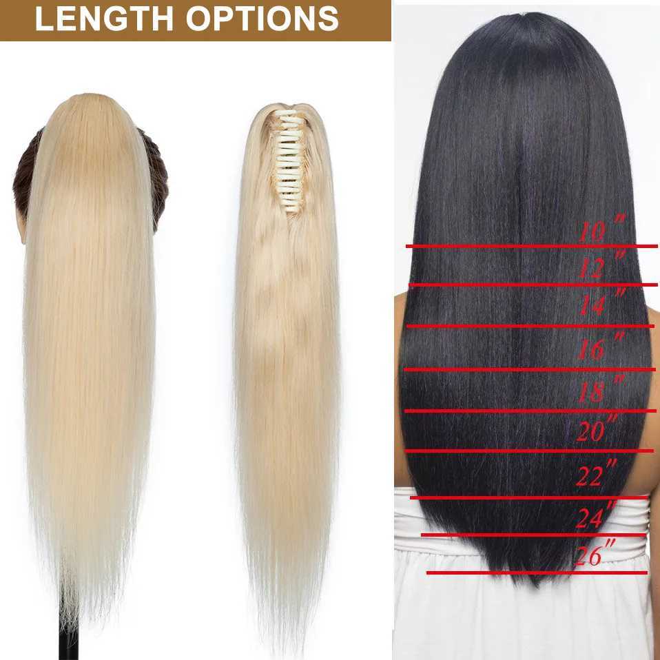 S-noilite ponytail human hair 14-22 inches claw clip in ponytail human hair extension female hair natural black blonde brown W240817