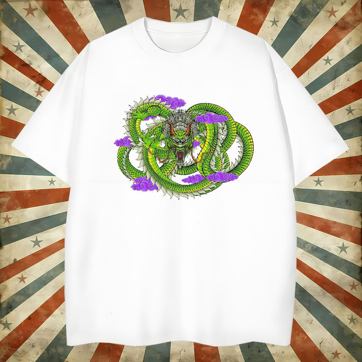 Soft dragon T-Shirts Anime Printing Street Men Clothes T-Shirt 230g Cotton Designer Round Neck Short Sleeve White Plus Size Tops