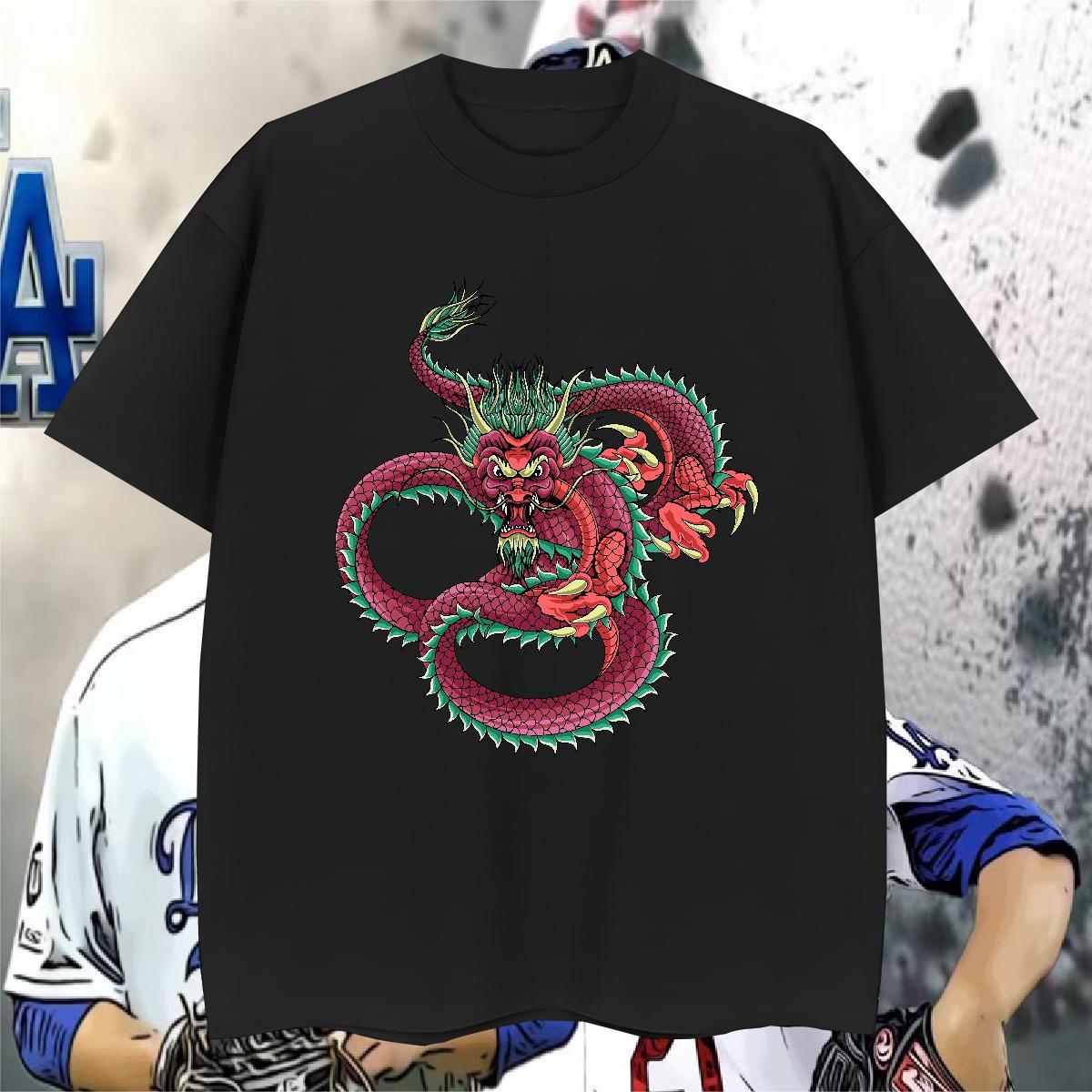 Man T Shirts 100% Cotton 230g dragon Sport Breathable Short Sleeve Anime Men Tshirts Customized Designer Tee Shirt