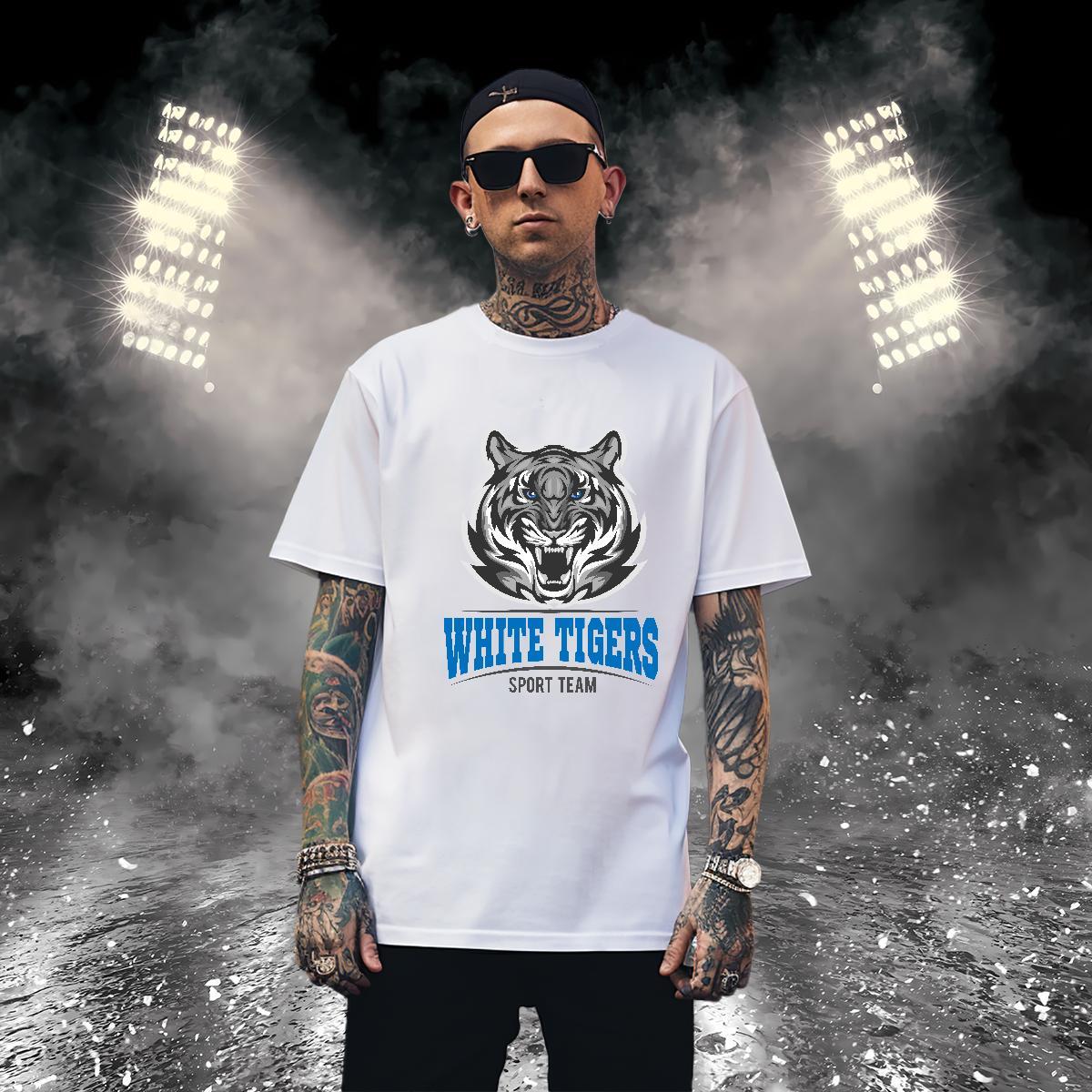 Unisex tiger T shirt Sports Casual Couples T Shirts 100% Cotton 230g Brand Short Sleeve Soft Anime Print Top Tees