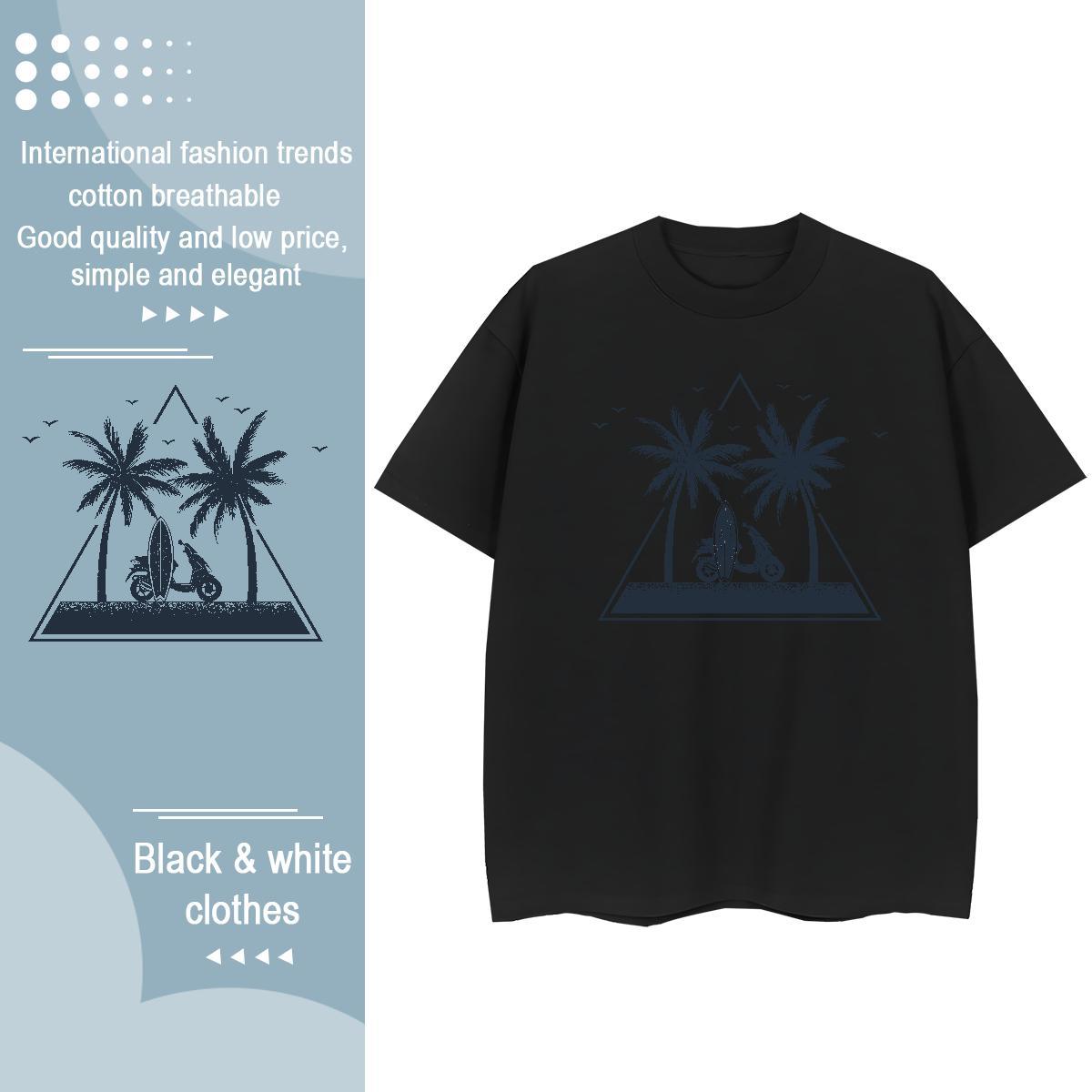 2024 New Tshirts tree Hip Hop 230g Cotton Top Tees Breathable Comfortable T-Shirts for Men Black White
