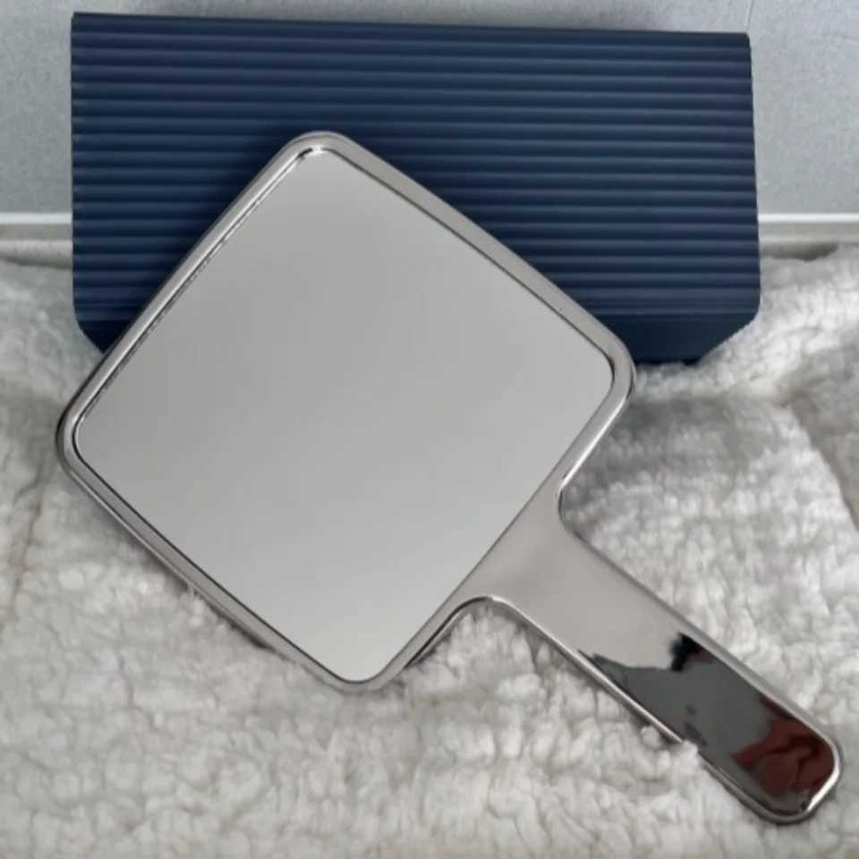 Electroplated Handle Makeup Mirrors HD Beauty Portable Round Hand Square Hand Small Make Up Mirror Y240819