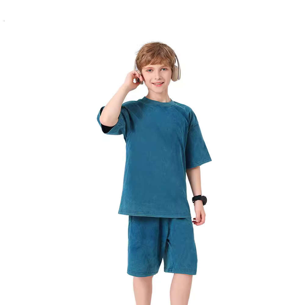 Trendy 270G short sleeved summer new item, mid size T-shirt shorts, pure cotton loose fitting children's clothing F40-08.20
