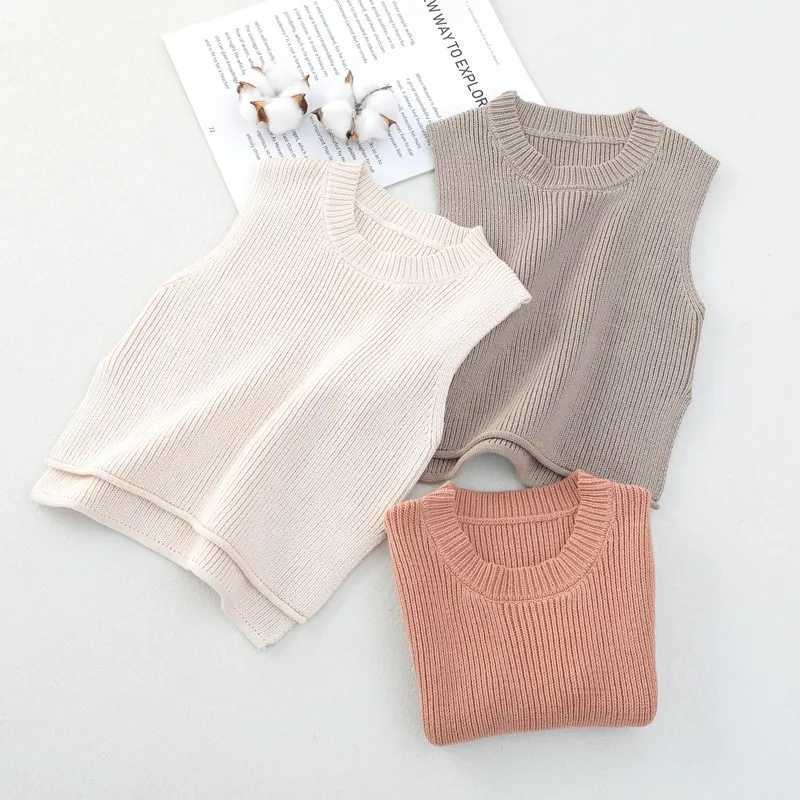Baby Girls Sweaters Baby Girl Solid Sleeveless Pullover Vest Baby Boys Waistcoat Knit Vest Kids Toddler Autumn OuterwearXJ240819