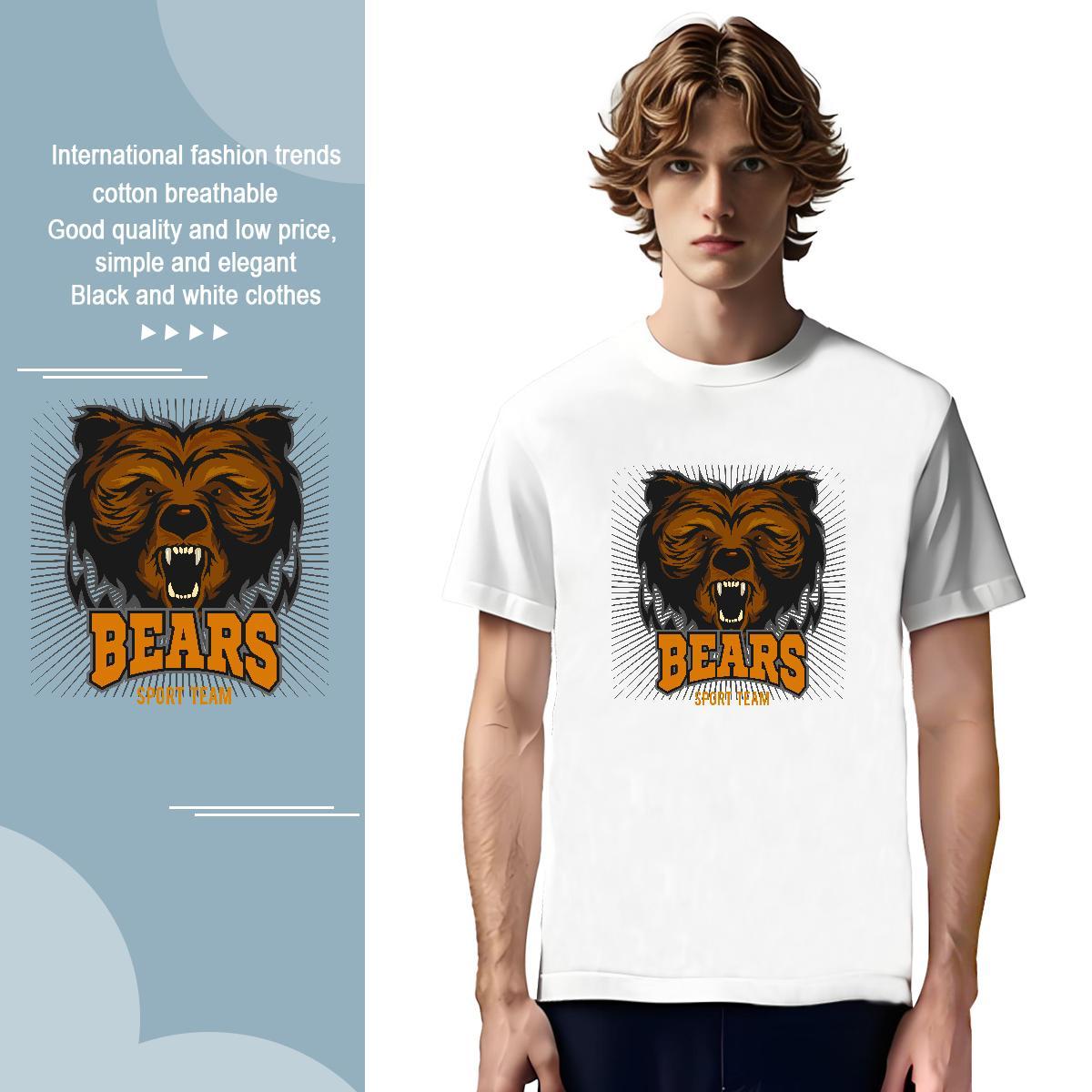 Free Shipping T Shirts Men bear Breathable Anime Printing Street Skull 230g 100% Cotton Men Tshirts Stylist Tees