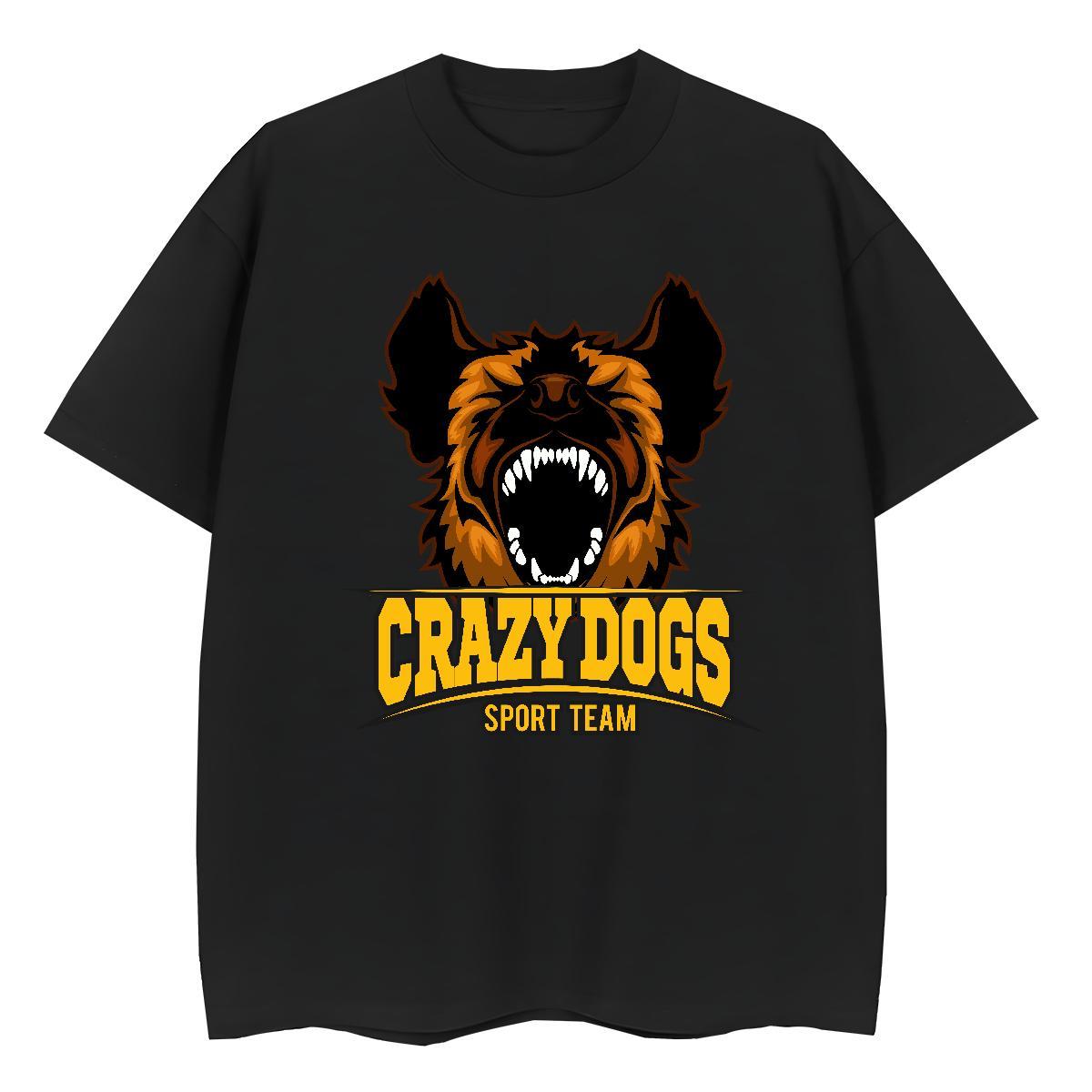 TOP Quality Mens T Shirts crazy dog Breathable Short Sleeve Anime Printing Street Cartoon Print 230g 100% Cotton Men Tshirts New Designer Polos