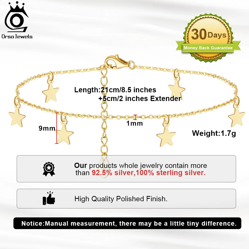 ORSA JEWELS 925 sterling silver 1mm cable chain with 6mm starting ankle suitable for womens birthday gift jewelry SA27 240812