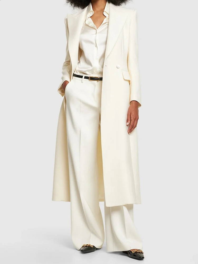 EAM Womens Beige Slimming Elegant Midi Jacket Style Collar Long Sleeve Waist Fashion Trend Spring and Autumn 1LD1881 240819