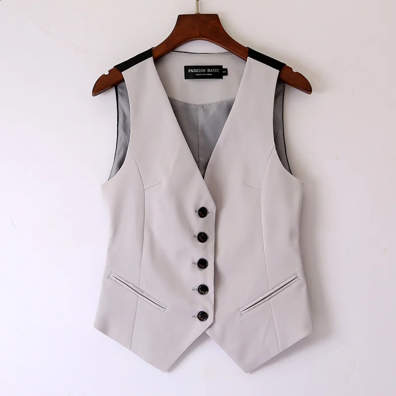 Wxw0716 spliced color vest jacket womens single chest ultrathin office short Vneck 240819