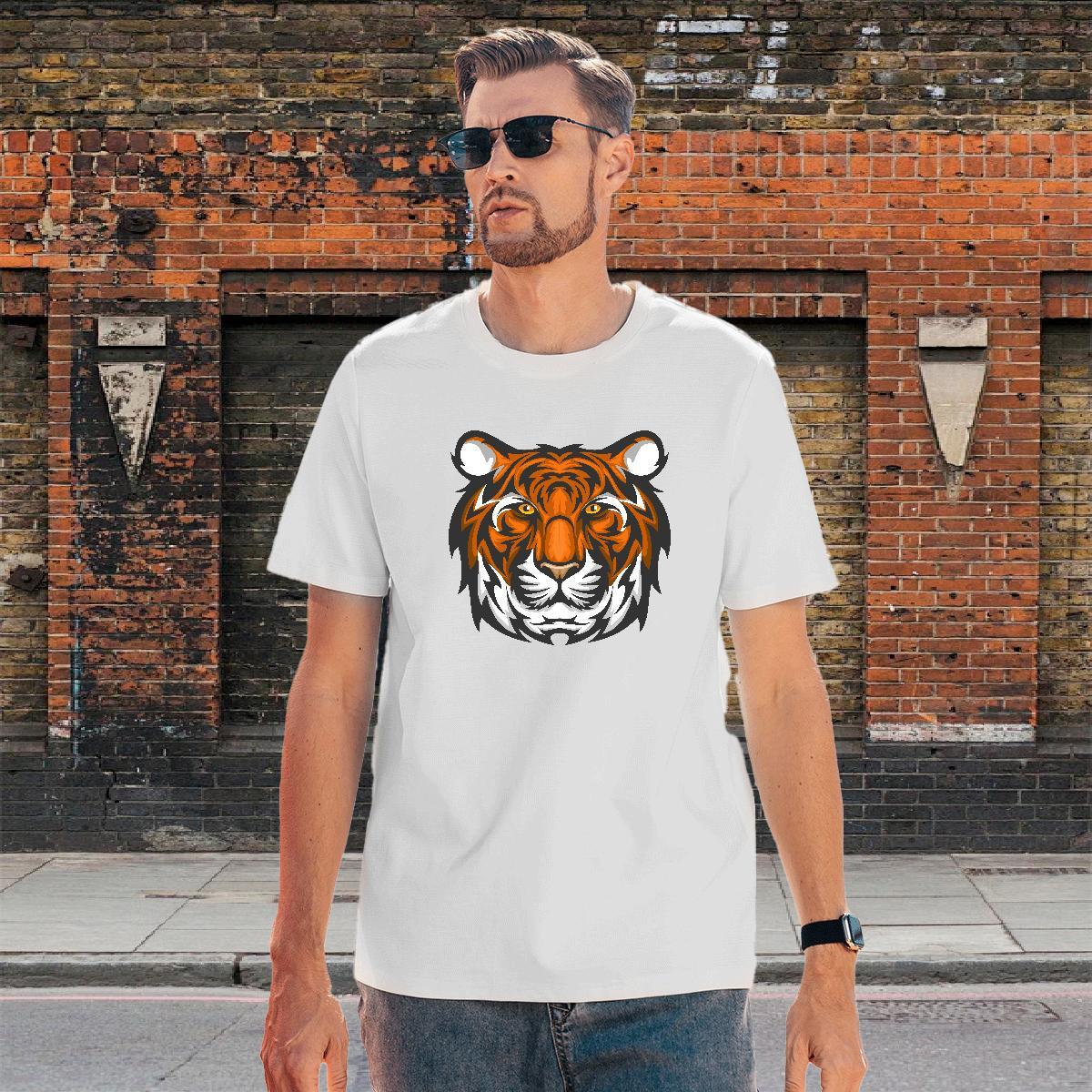 Cool Design Man T Shirts tiger Short Sleeve Soft High Street Hip Hop Oversized 230g Pure Cotton Men Clothes T-Shirt Casual New Wear