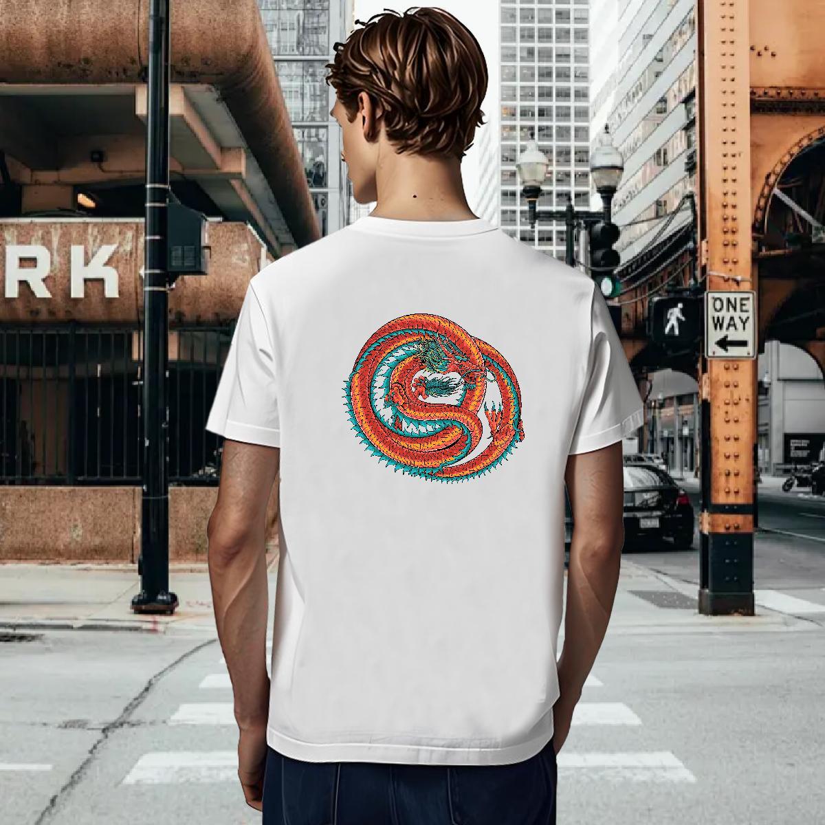 T shirt 230g 100% Cotton dragon Sport Breathable White Plus Size Men Tees Customized Comfortable Tees Shirts