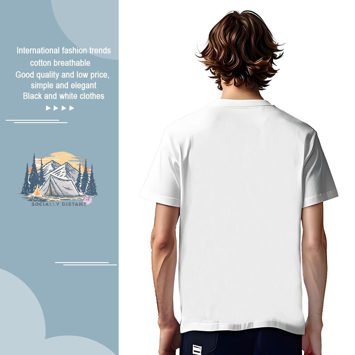 High Quality mountains 230g 100% Cotton Couples T Shirts Spring Summer Breathable Short Sleeve Man T Shirts Designer Graphic Tops