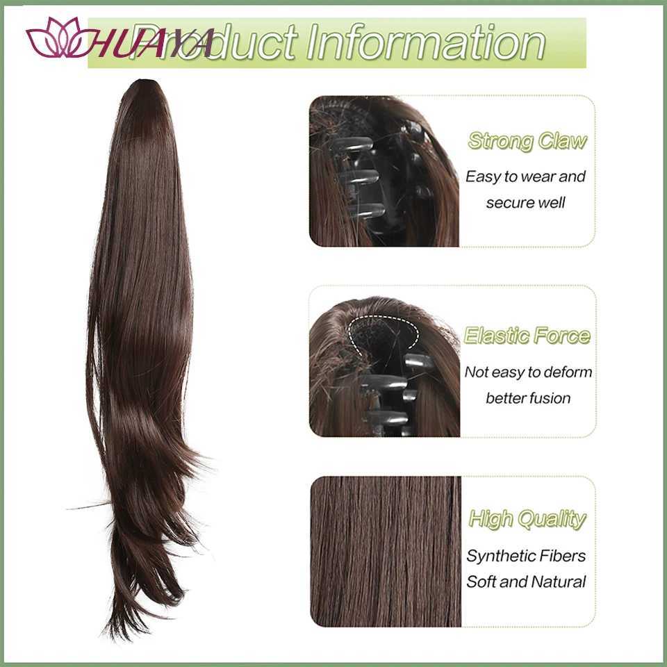 HUAYA ponytail extended wavy hair grab clip high ponytail synthetic fluffy micro curly ponytail natural wig tail W240817