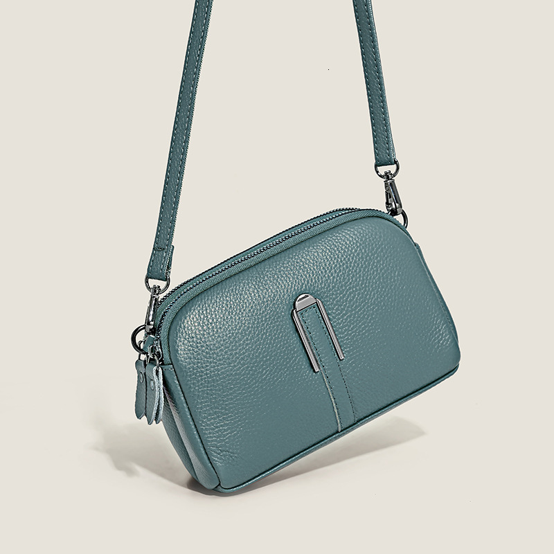 Genuine leather women's mobile phone spring new trendy fashion single shoulder crossbody bag, top layer cowhide small square bag