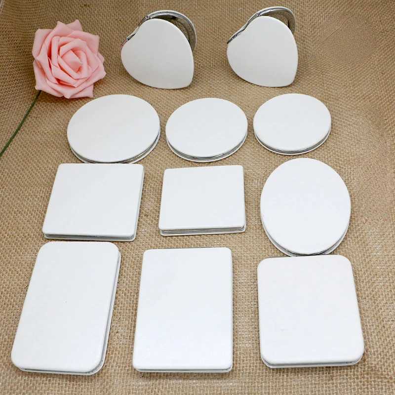 All White Double Sided Mirror Foldable Pocket Makeup for Mirrors Circular Square Heart Women Girls Cosmetic Mirrors Beauty Tools Y240819