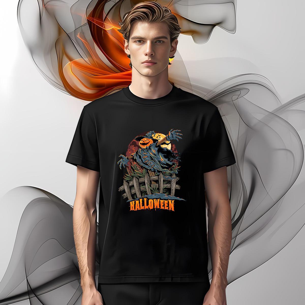 New Mens Tshirts halloween Sports Casual 230g Pure Cotton Tees O Neck Short Sleeves Brand Mens T Shirts Custom Printed