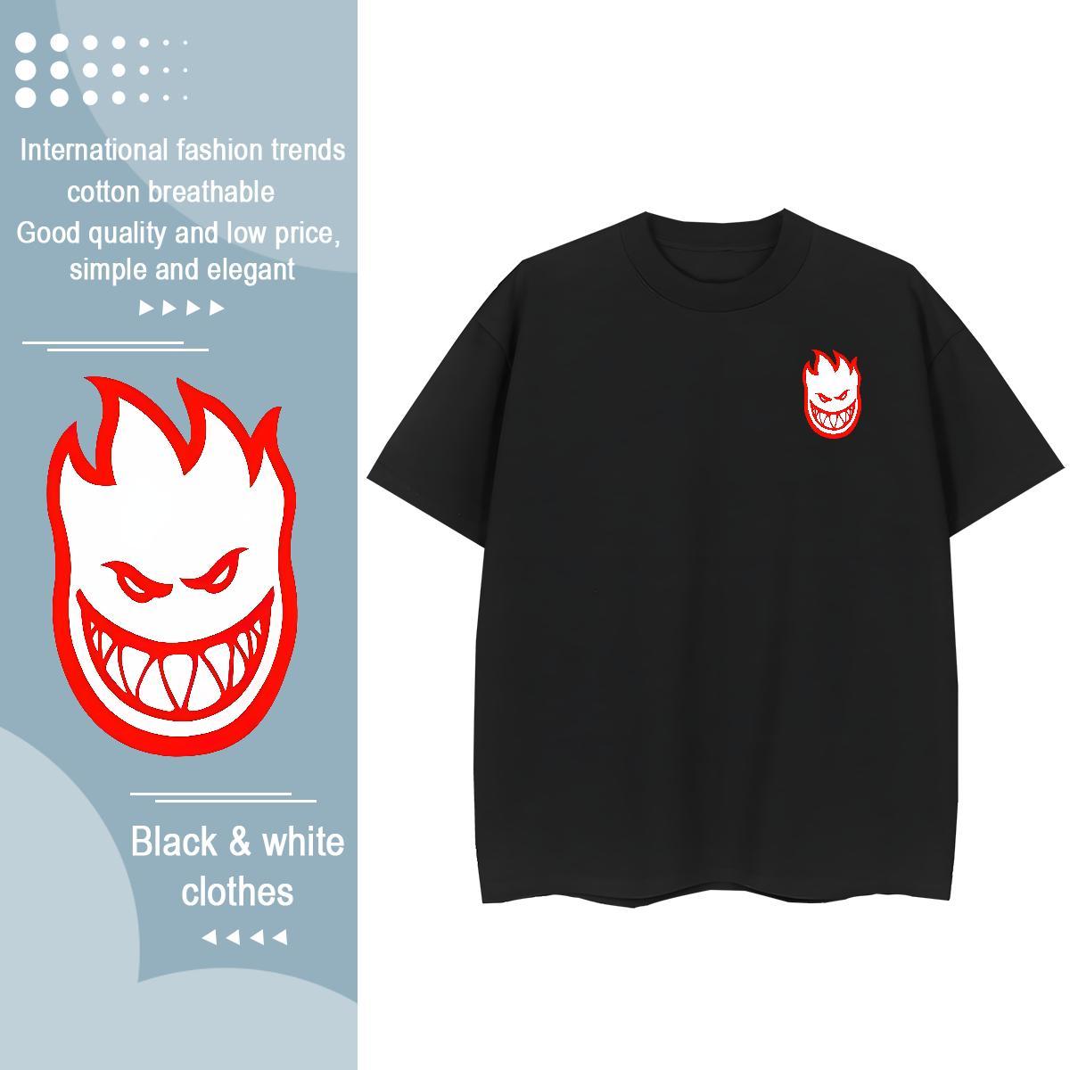 Designer Fashion Men Tops Tees halloween Summer Casual 230g Cotton Tee Shirt O Neck Short Sleeves Loose T-Shirts DIY Anime