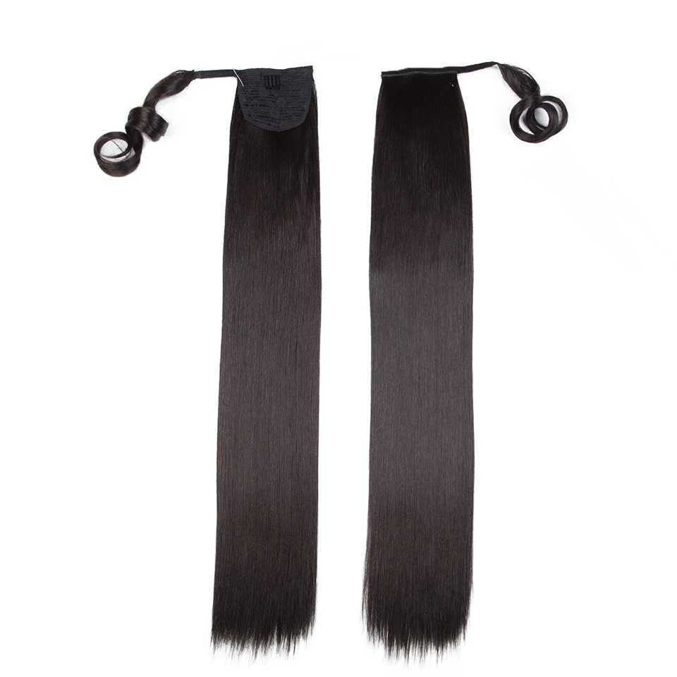 Fashion IDOL straight ponytail hair synthetic wrap wrapped around fake hair extensions natural hair fibers black ponytail W240817