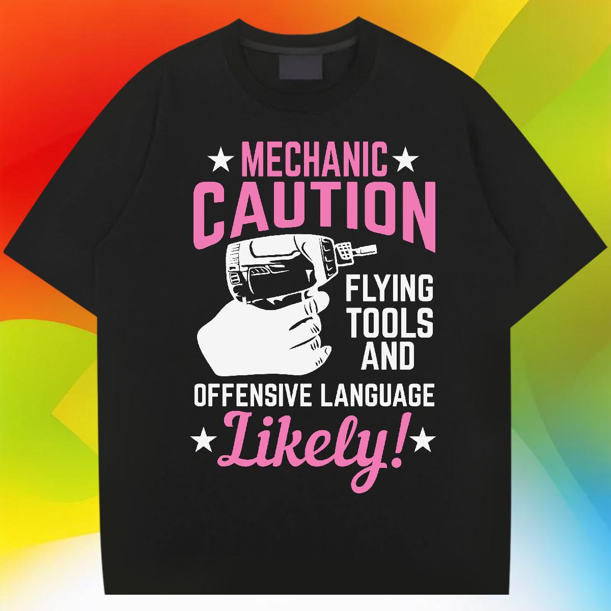 Popular Men Tshirts Hip Hop 230g Cotton Custom Big Size Breathable Short Sleeve mechanic caution Mens T Shirts Classic Casual Tops