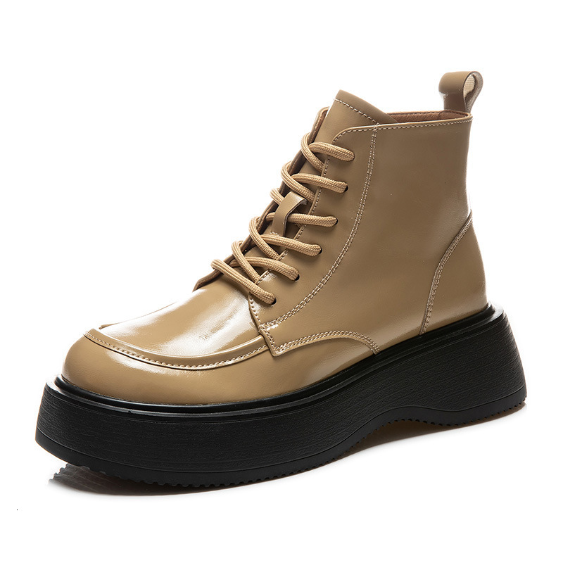 Ddmysports Foam Genuine Leather Martin Women In Autumn New Thick Soled High Rise Short Boots For Casual And Versatile S Trend OUTDOOR