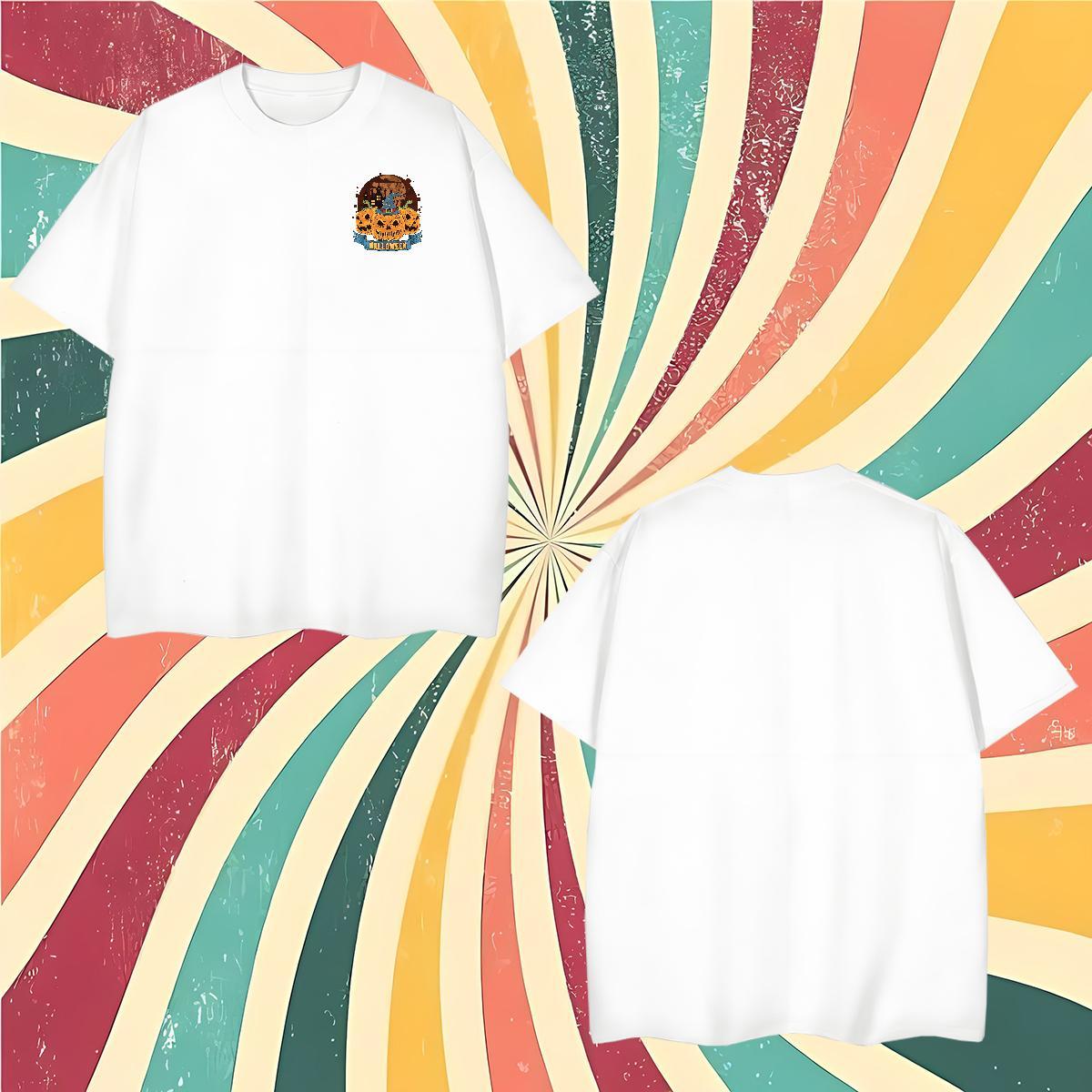 Custom Men Clothes T-Shirt pumpkin Sports Casual 100% Cotton 230g Polos O-Neck Short Sleeve High Quality Men T Shirts Floral Print