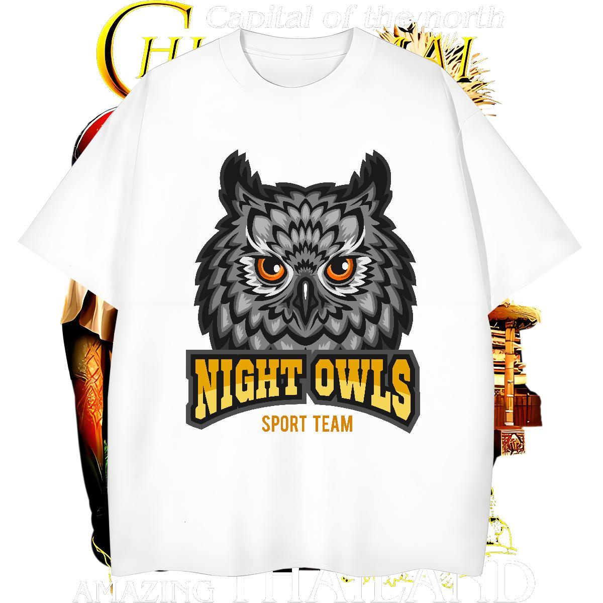 Free Shipping T shirt owl Short Sleeve O-Neck Street Skull 100% Cotton 230g Mens Tshirts Fashion Tops Tees