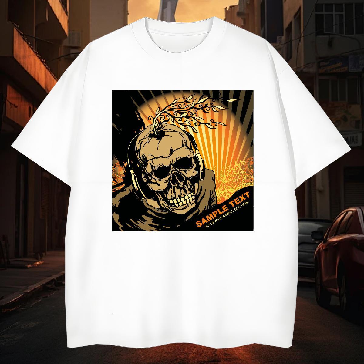 T Shirts Men 230g Pure Cotton scary Daily Outfit Breathable Floral Print Couples T Shirts New Arrival Designer Tops