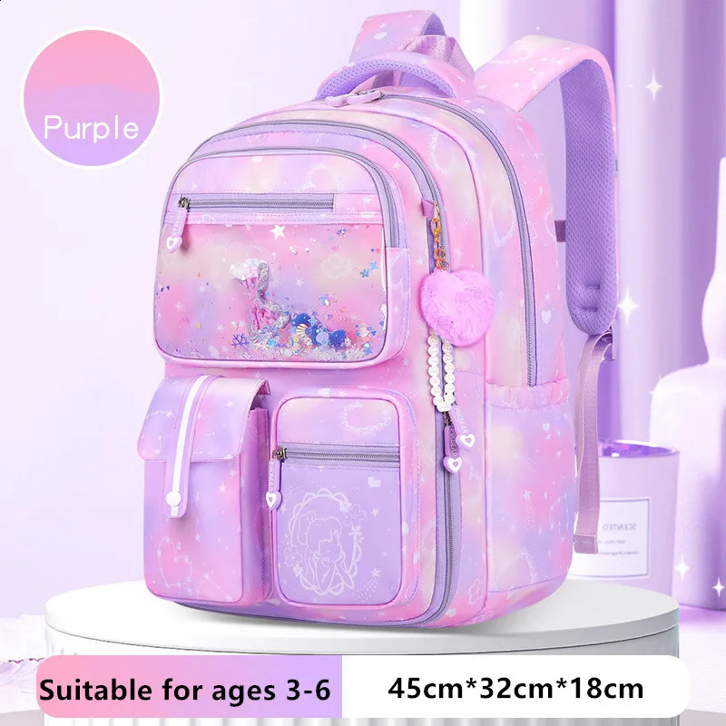 Primary School Cute Waterproof Gradient Color Children Backpack Bow knot School Bags Back Pack For Kid Teenage Beading Schoolbag 240819