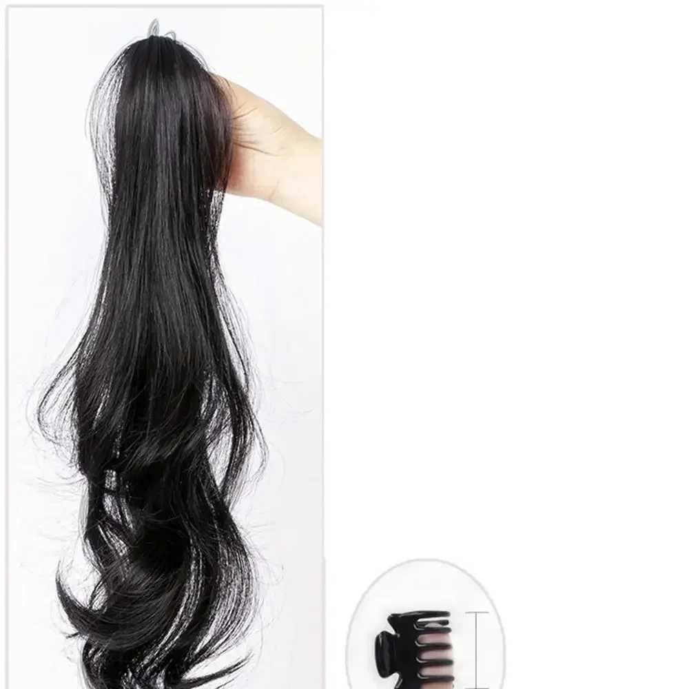 1 piece of synthetic wig simulating Lop eared rabbit with long curly and fluffy braids. Braid grab clip on Wig hair extension 45cm W240817
