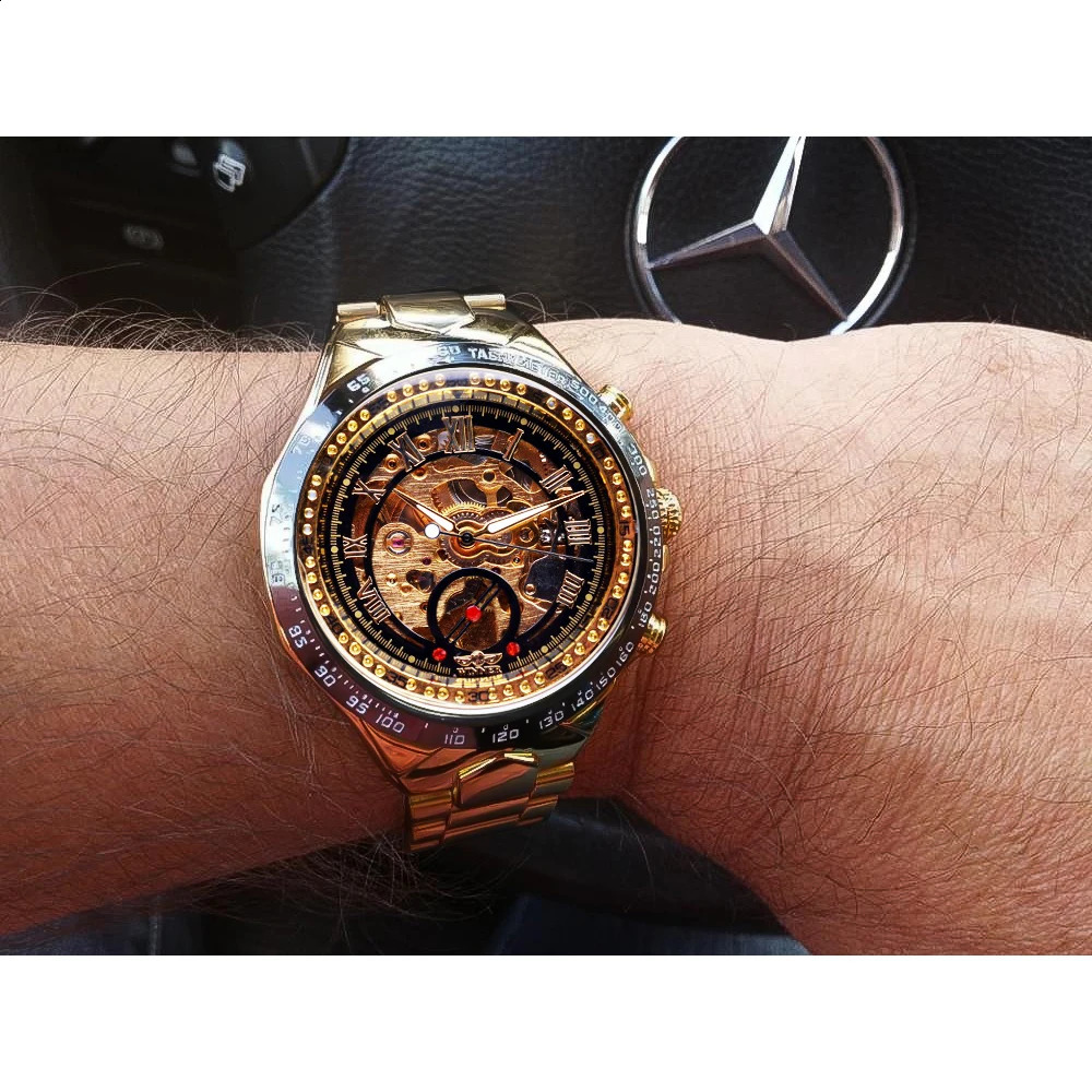 Winner Mechanical Sport Bezel Fashion Watch Mens Watches Top Montre Homme Clock Men Automatic Skeleton Watch 240808
