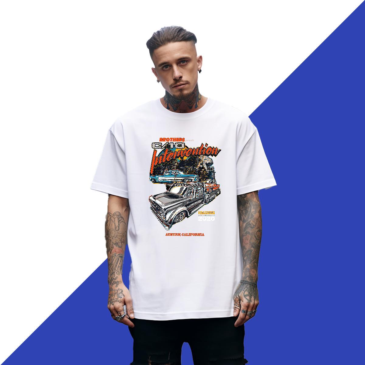 Cool Design car 100% Cotton 230g Mens Tshirts Summer Casual Short Sleeve Soft Men T Shirts 2024 New Custom Printing Tees