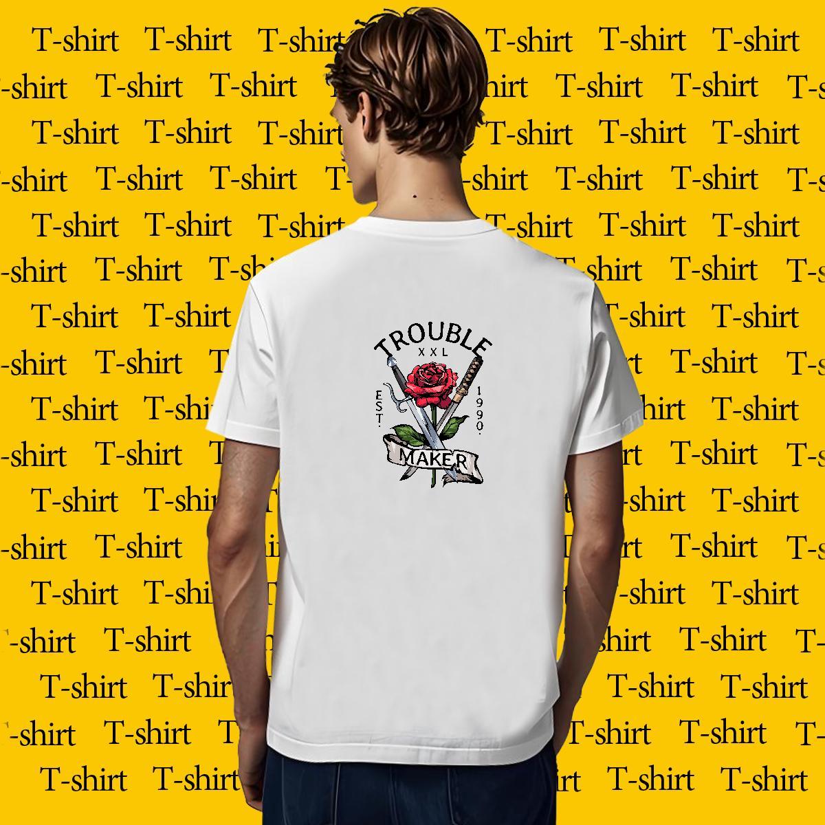 Men T Shirts 230g Pure Cotton flower Street Casual Breathable Soft Black White Men Tees 2024 Summer Unisex Tees Shirts