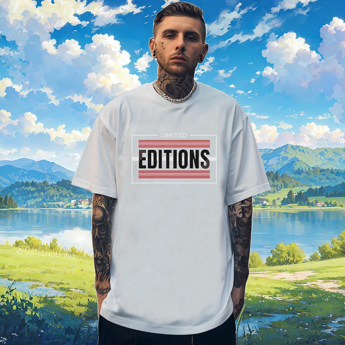 Brand editions 100% Cotton 230g Tshirts Beach O Neck Short Sleeves Mens T Shirts Free Shipping DIY Printed Tops Tees