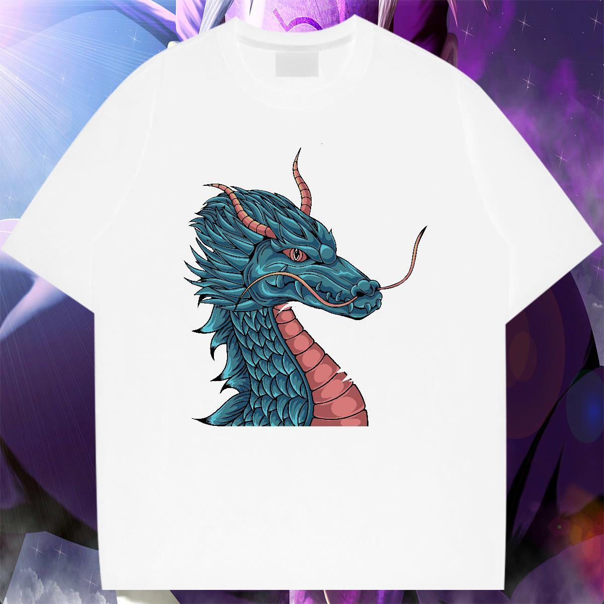 Classic Tshirt for Man Woman Hip Hop Street 230g Cotton Cartoon Printing L-4XL Breathable Short Sleeve dragon T Shirt For Man Designer Fashion Wear
