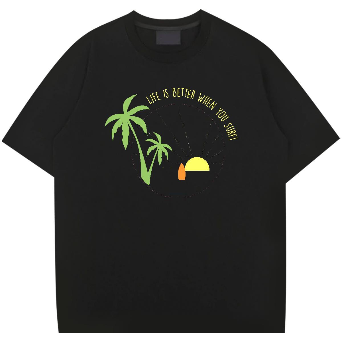 Cool sea 230g 100% Cotton Men Tees Spring Summer Round Neck Short Sleeve Man T Shirts Fashion Skull Tops Tees
