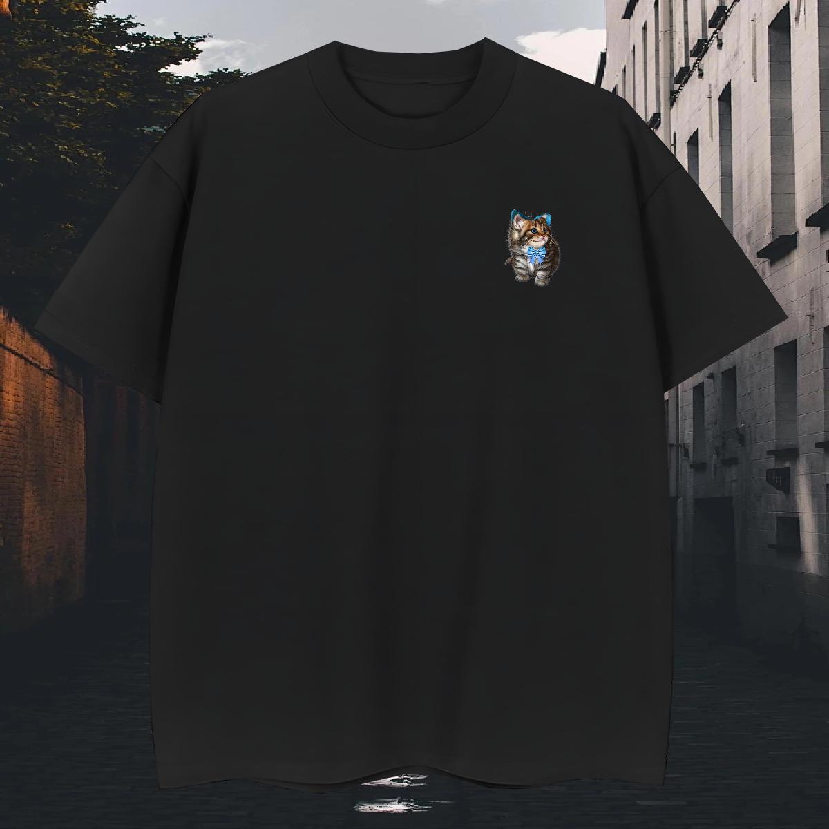 Classic Men Tops Tees Street Wear 230g 100% Cotton Custom Big Size Short Sleeve O-Neck cat T-Shirts New Designer Clothes