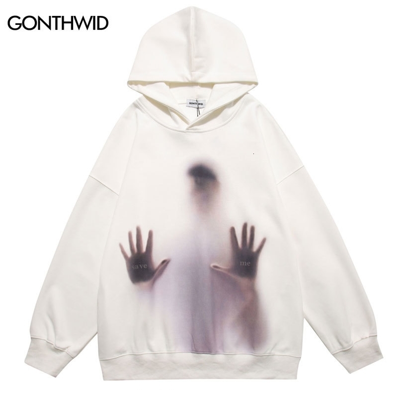Hip Hop Hoodie Sweatshirt Y2K Grunge Streetwear Mens Shadow Print Punk Gothic Loose Pullover Hooded Autumn Harajuku Casual Tops 240819