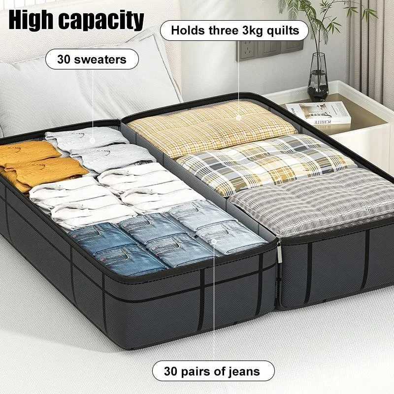 Large Capacity and Super Load-bearing Grey Composite Material Storage Bag Dustproof and Moisture-proof with Zipper 1pc CL240820